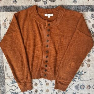 Madewell Rust Orange Brown Button Up Cotton Cardigan